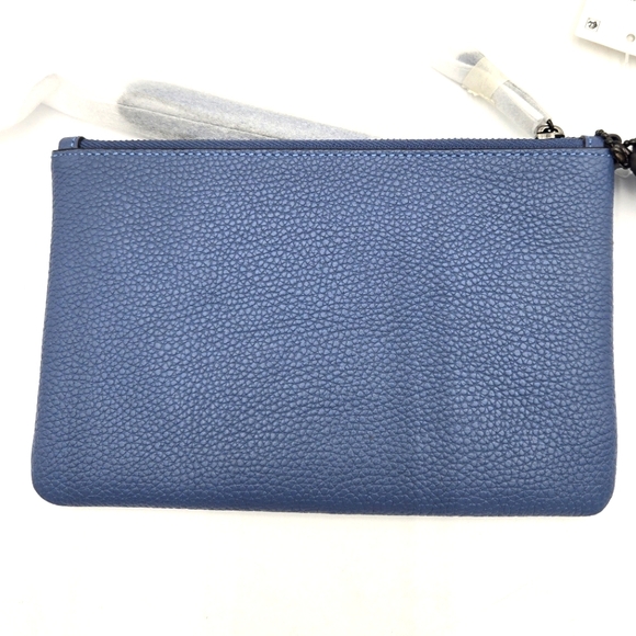#4 COACH Polished Pebble Wristlet Chambray - Picture 3 of 11